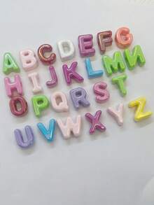 104pcs Rainbow UV Coated Acrylic Beads, Mixed Random Letter Beads, DIY Craft Beads, Suitable For Bracelets, Necklaces, Earrings, Keychains, Phone Chains, Bag Decorations - Multicolor - View 2