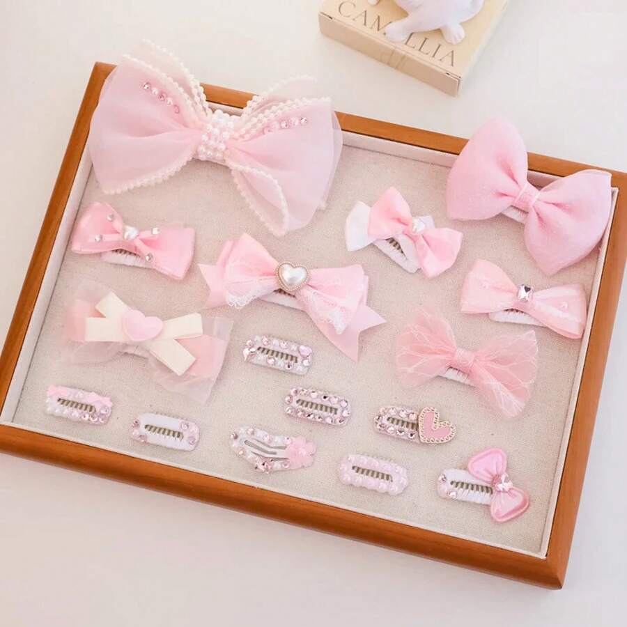 Clip BB hecho a mano para mascotas, Clip para el pelo, diadema con lazo para gato de pelo largo, decoración de corazón rosa para perros Malzis, accesorios para perros pequeños - 16 - Ver 1