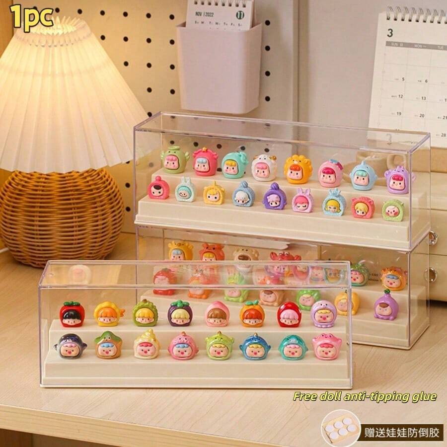 1pc Double-Layered Stepped Acrylic Display Box, Suitable For Solid Color Blind Boxes - Dust-Proof Storage Rack And Desktop Organizer, Suitable For Collecting Figurines (Transparent Display Box) Bathroom Decor, Bathroom Organization And Storage, Room Decor, Wedding, Home Decor, Bedroom Decor, Party Supplies,