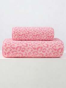 1pc&2pcs&3pcs Luxury Leopard Print Bath Towel Set - Printed Coral Terry Cloth, Ultra Soft Plush Towels, Ideal For Creating Bold Home Decor And Spa Ambiance - Pink - View 11
