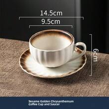 1pc Ceramic Coffee Cup Set, Elegant Vintage Cup, Light Luxury High-End, Cafe Afternoon Tea Ceramic Cup And Saucer - Multicolor - View 12