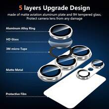 1pc Armor Lens Protector, Compatible With Samsung Galaxy S26/S26 Ultra/S26 Plus, Dedicated Camera Lens Protector Film, Made Of Aluminum Alloy Frame And 9H Tempered Glass. Includes Metal Ring, Strong Adhesion, Compatible With Phone Cases, Available In Purple, Blue, Silver, Black, Scratch-Resistant, Shockproof, Durable, Easy Installation With Positioning, Lens Protector Film, Lens Protector Pad - Multicolor - View 5