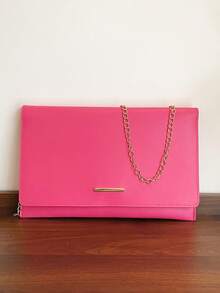 Tas Amplop Warna Solid Desain Niche Fashion 2024, Tas Tangan Wanita Vintage - Hot Pink - View 5