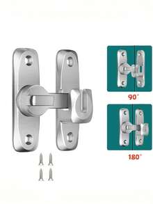 Drill-Free Door Lock, Sliding Door Lock, Lockable Door Lock, Special Sliding Door Lock, Sliding Door Lock, Thickened Hotel Bathroom Door Window Lock, Drill-Free Solid Aluminum Alloy Door Security Lock, Home Essential. - Multicolor - View 3