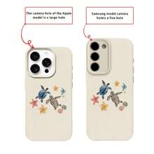 1pc TPU Material Fresh Sea Turtle Shell Ocean Pattern Phone Case Compatible With IPhone 17 Pro Max/17/16 Pro Max/15/13/12/11/ S20 FE/A15/S24/A55/ Note 11/Note 12/Note 13 Pro Full Coverage Shockproof Soft Protective Cover - White - View 8