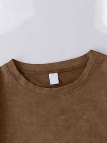 1pc Boys' Fashionable & Comfortable Summer T-Shirt With Fun English Letters And Cool Cartoon Car Print - Brown - View 4