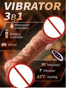 1Pc Female Sex Toy, Male Penis, Thrust Dildo Vibrator, Big Penis, Female Vaginal Stimulator. 8.7-Inch Integrated Insertion Dildo, One-Button Remote Control Operation. It Has 9 Kinds Of Vibration - 棕色 - 查看 3