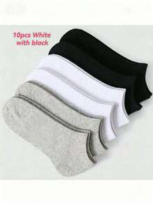 10/20 Pairs Unisex Boat Socks, Solid Color, Odor-Resistant, Summer Short Socks, Casual Low-Cut Socks, Gift Socks, Autumn/Winter/Spring/Summer Styles (20/12/10/6 Pcs) - Multicolor - View 8