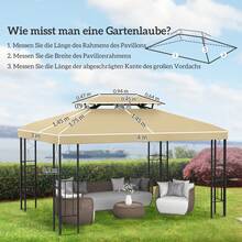 Outsunny Ersatzdach Für Pavillon 3 X 4 M Wasserabweisend Pavillondach Mit Double Ersatzbezug Für Gartenpavillon Ersatzteile Aus Polyestet-Stoff Beige - 卡其色 - 查看 5