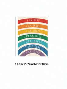 1pc Frameless Cute Rainbow Motivational Quote Positive Saying Wall Art Poster Print For Kids Room Playroom Nursery Dorm Party Gift, Room Decor, Prints For Wall - Rainbow - View 15