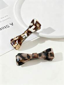 2pcs Minimalist Elegant Acetate Leopard Print Small Side Bangs Ponytail Spring Hair Clips,Claw Clips - Multicolor - View 6
