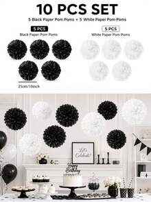 12/10/5pcs Ghost Honeycomb Paper Ball + Paper Flower Ball Combination Set, Cute White Decoration, Suitable For Birthday Party And Theme Party, Halloween Party Decoration, Black And White Tone Decorative Hanging, Living Room Staircase Entrance Decoration, Outdoor Garden Hanging Decoration, Yard Arrangement Birthday, Halloween Gothic Style - Decorative Pendant - View 9