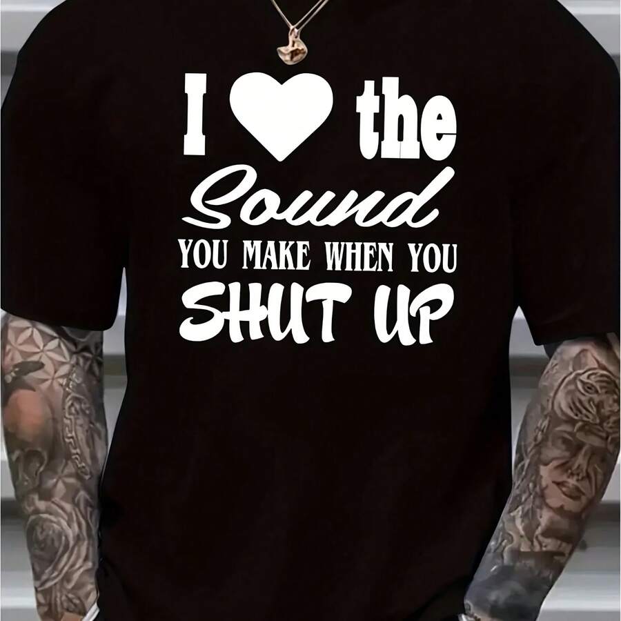 Love The Sound You Make When You -Camiseta cómoda con estampado para hombre, Top informal elástico y transpirable con manga, ropa para hombre - Multicolor - Ver 1