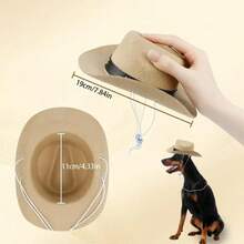 Disfraz de vaquero para mascotas, sombrero y Bandana, divertido perro, gato, sombreros de vaquero del oeste, gafas para mascotas, Halloween, fiesta de cumpleaños, Cosplay, accesorios para mascotas - Conjunto rosa - Ver 4
