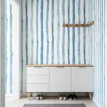 1 Rollo de Papel Tapiz Autoadhesivo con Rayas Verticales Azules PVC Pegatina Decorativa de Pared para Baño Escuela Hotel Fondo de Pared Renovación del Hogar Papel Tapiz Cajón Gabinete Estante Muebles Pegatina Impermeable Resistente a Manchas Removible Papel de Contacto 17.7inX39.3/118.1/196.8in - azul - Ver 8