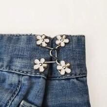 2 pares de botones sin perforación para apretar la cintura de los jeans, reductor de talla de cintura, hebilla de metal ajustable y desmontable, faja de cintura anti-exposición - 2paris - Ver 2