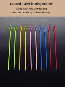 [10pcs/Pack]15cm Extra Long Plastic Needles, Tip Safety Design, No Pricking, No Fabric Damage, Extra Large Oval Eye, Easy Threading For Thick Yarn, Suitable For Crochet, Knitting, Hiding Yarn Ends, And Mending Knitted Garments - 15cm Long Plastic Hand Sewing Needle - View 3