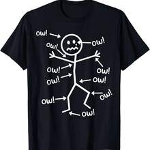 Women's Ow Ow Ow Chronic Pain Awareness Graphic Print T-Shirt, Funny Short Sleeve Crew Neck Top, Summer Casual Wear Y2k - 彩色 - 查看 1