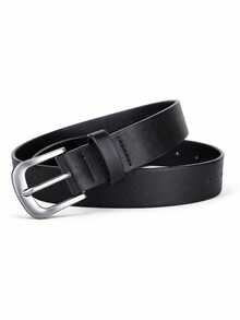 1 Women's Fashionable Casual Metal Pin Buckle PU Versatile Belt - Black - View 5