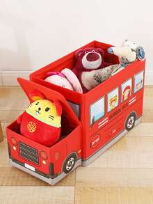 1 Set Children's Car-Shaped Storage Stool, Foldable Multifunctional Cartoon Car Storage Box, Cartoon Heart Multifunctional Stool - Multicolor - View 6