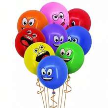 1 Pack Of 20pcs Assorted Color Cartoon Smiling Face Latex Balloons, Cute Balloons For Decoration, Men & Women, Birthday, Wedding, Suitable For Parties, Gifts - Multicolor - View 4