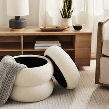 Boucle Cloud Storage Ottoman, Cream - Cream - View 6