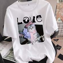 Camisetas personalizadas para parejas con nombrestexto personalizados, regalos ideales para parejas, con lindos diseños de gatos, aptas para cualquier temporada y hechas para la comodidad - Blanco - Ver 1