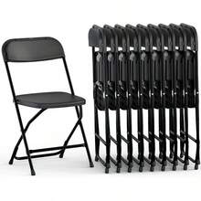 4 Or 10 Pack Folding Plastic Chairs For Weddings, Parties  Home Events - 10 Pack Black - View 1