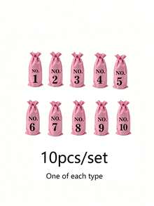 Drawstring Wine Bottle Gift Bag Set - Pink Numbered Wine Bag And Black Mysterious Wine Sleeve, Suitable For Wine Tasting, Wedding, Birthday, Bachelorette Party, Holiday Party Decoration - Multicolor - View 11
