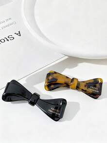 2 piezas Pinza de pelo minimalista y elegante de acetato con estampado de leopardo para coleta y flequillo lateral pequeño - Multicolor - Ver 6