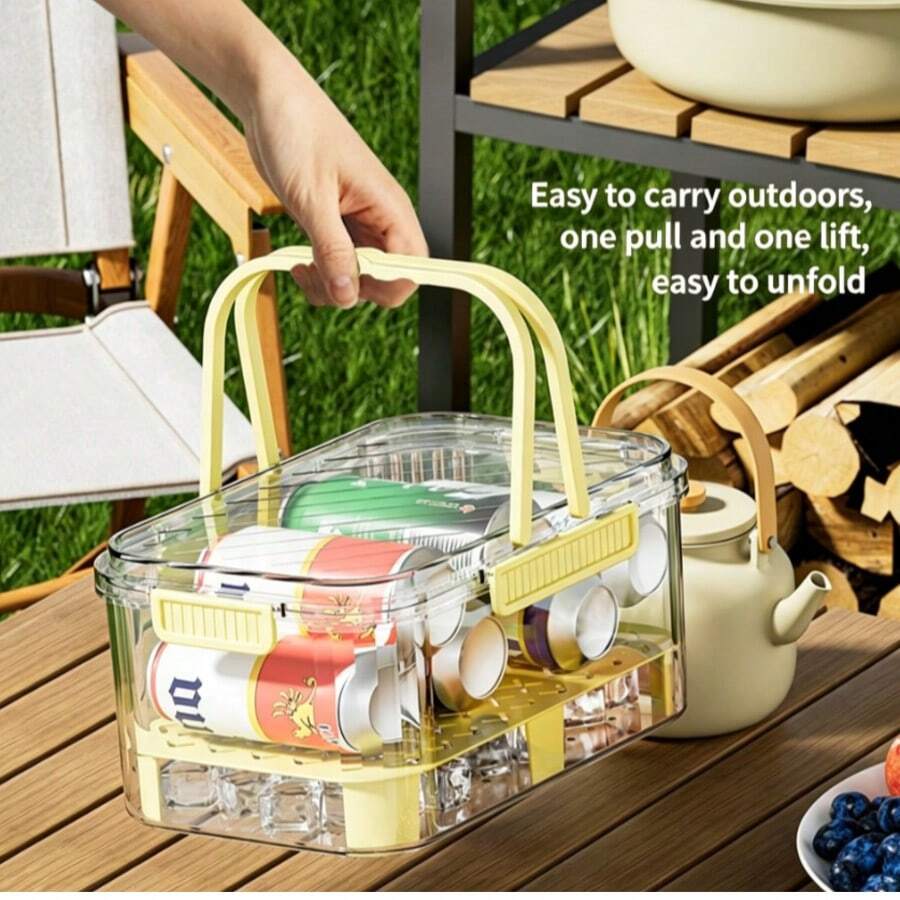 1pc Insulated Storage Box, Portable Hand-Carried Fruit Fresh-Keeping Box, Large Capacity Colander Fruit & Vegetable Airtight Container, Essential For Outdoor And Home Fruit & Vegetable Layered Fresh-Keeping - View 1