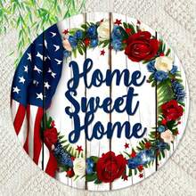 2D Flat - Round Aluminum "Family Happiness" Wreath Sign, Round Aluminum Sign 7.87X7.87 Inches, Waterproof And Rust-Proof, Suitable For Home, Office, Cafe And Bedroom Decoration. 2D Flat Printing - Star - View 5