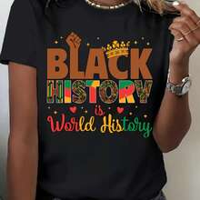 Pan-African T-Shirt For Men And Women - Short Sleeve Crew Neck T-Shirt With Global Solidarity Design In Pan-African Colors, Casual, Suitable For Men And Women, Clothing - 黑 - 查看 2