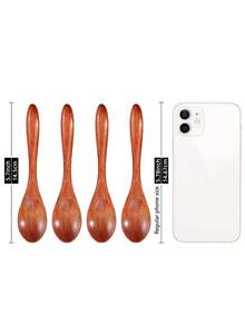 1/4PCS Small Wooden Spoons, 5.7Inch/14.5cm Honey Spoons For Tea, Wooden Honey Teaspoons For Coffee, Little Tiny Wood Spoons, Mini Table Spoons For Jar & Condiment, Wooden Spoons For Eating - Orange - View 7