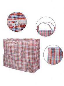 Large Sturdy And Durable Moving Packing Bag, Reusable Zipper Storage Bag, Large Capacity Clothing Storage Bag, Extra Large Plastic Grid Laundry Shopping Bag With Zipper And Handles, Foldable Portable Travel Beach Bag, School Storage Bag, Teacher Storage Bag, Suitable For Commuting, School, Shopping, Travel, Vacation, Holiday And Beach Occasions. - One Size - View 8