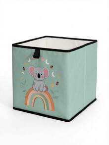 1pc Cartoon Animal Print Open Storage Bin, Baby Diaper & Toy Organizer Basket, Foldable, Baby Room Storage Box, Stackable Storage Box, Drawer-Style Durable Multi-Functional Space-Saving Design For Home, Dorm, Home Organization, Under Bed Storage - Multicolor - View 4