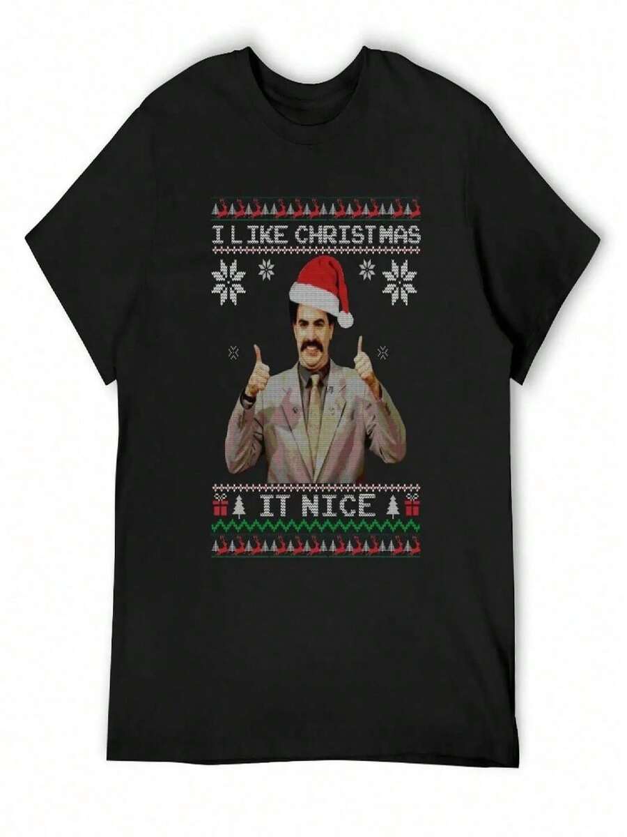 Borat - Funny Christmas T-Shirt - 黑色 - 查看 1
