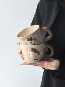 1pc Vintage 3D Sleeping Bear Ceramic Coffee Mug, Creative Personalized Handmade Artistic Mug, Cartoon Cute Style, Perfect Gift For Giving, Exquisite And Interesting Cup - Multicolor - View 5