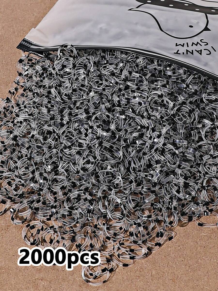 2000Pcs Girls Transparent Colorful Spliced Rubber Hair Ties Hair Bands Suitable For Daily Use - 彩色 - 查看 1