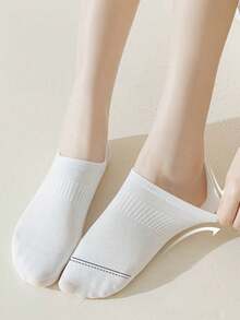5 pares de calcetines para mujer con combinación multicolor, corte que ciñe la cintura, agarre antideslizante, tejido de punto transpirable, mezcla de estilo Ins y estilo preppy, estilo de calcetín de barco, versátil para primavera y verano, adecuado para el hogar, reuniones, desplazamientos, deportes y regalos de vacaciones - Multicolor - Ver 4