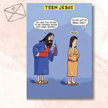 1 Set Funny Young Jesus Birthday Card: Humorous And Interesting Pattern Greeting Card, Creative Birthday Blessing Card, Suitable For Men And Women, Perfect For Family Or Friends - A - View 5