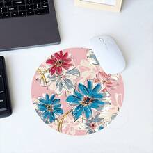 1 Cute Pink Flower Mouse Pad, Office Desk Circular Mouse Pad, Small Mini Travel Mouse Pad With Anti Slip Rubber Base, 7.87 Inch Diameter Suitable For Work Wireless Computer Laptop, Office Desk Accessory Single 47g - View 7