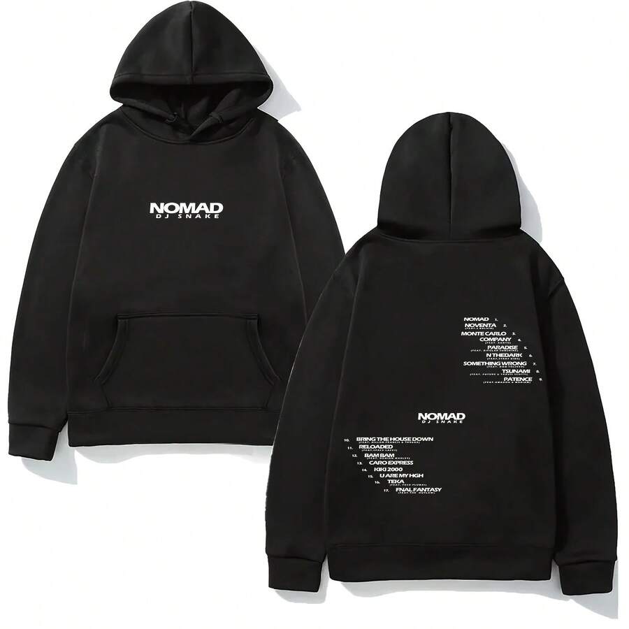 2026NEW Dj Snake Nomad Official Tracklist Hoodie High Quality Fleece Sweatshirt Sleeve Gothic Clothe - 黑色 - 查看 1