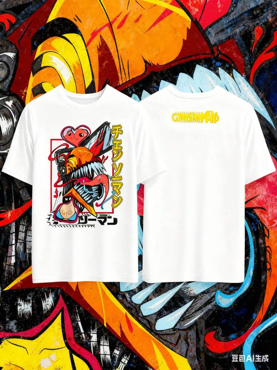 Pure Cotton T-Shirt With Anime Print For Men And Women, Plus Size Harajuku Anime Peripheral Clothing, Casual Fashion - 2 - 查看 1