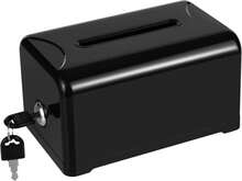 Polmart Tip _ Donation _ Suggestion _ Business Card Collection Box With Lock (Black) - White - View 1