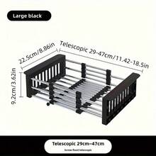Adjustable Stainless Steel Retractable Dish Drying Rack | Heavy Duty No-Drill Sink Organizer Rack, Space-Saving Drainer Rack With Striped Design, Suitable For Utensils And Cookware, Fits Sink And Countertop, Modern Kitchen Storage, Multi-Function Shelf - Multicolor - View 14