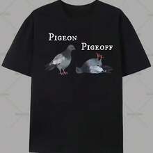 Men's Vintage Dove And Pigeon Print T-Shirt, Cotton Dove Tee, Women's Hip Hop Streetwear, Harajuku Oversized Short Sleeve Loose Top - 彩色 - 查看 1
