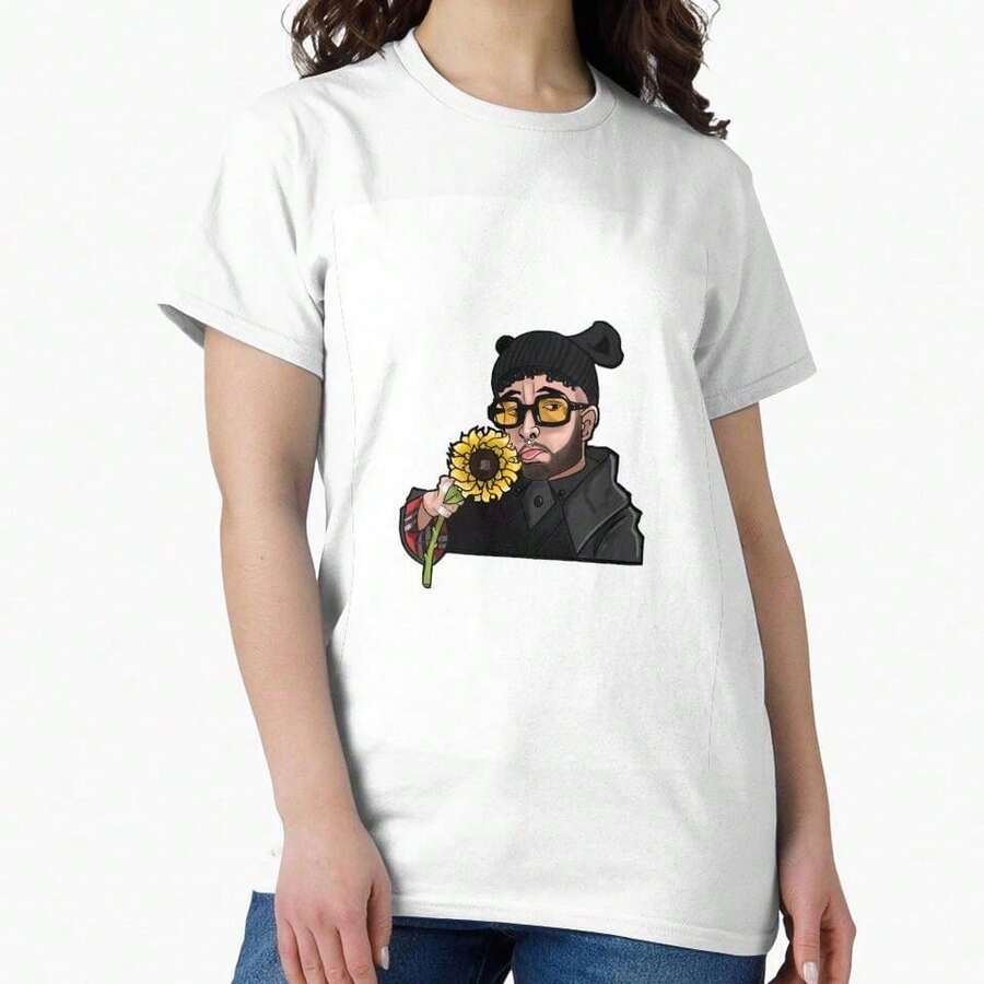 Unisex Black Casual T-Shirt 100% Cotton Printed Short Sleeve (Regular Fit) (112) - Putih 16 - View 1