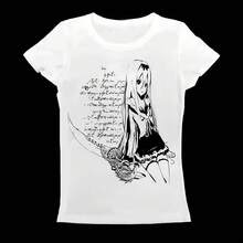 Moda Casual Japón Y2K estampado Anime letra Goth 90s mujer ropa mujeres Harajuku Street Girls cuello redondo camisetas de manga corta - Multicolor - Ver 1