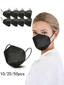 10/20/50pcs KN95 Masks, 5-Layer Breathable Disposable KN95 Masks, Black, Filtration Efficiency Over 98%, Perfect For Home, School, Office, Outdoor And Camping! - Multicolor - View 1